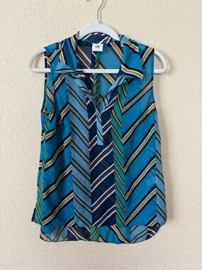 Cabi Ascot Sheer Sleeveless Top, Size Small